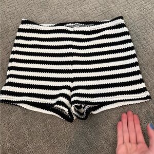 SHEIN Striped Knit Women’s Shorts - Black & White